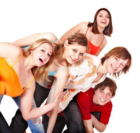 Group of happy young people. Isolated.の写真素材