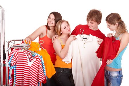 Group people in clothing shop. Isolated.の写真素材