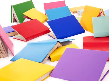 Group of open book on white.の写真素材
