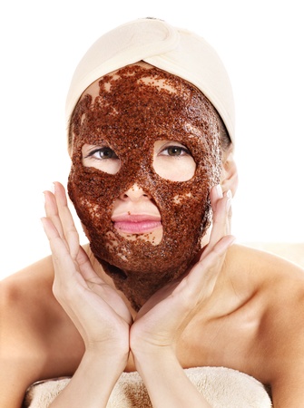 Young womanl with algae facial mask.の写真素材