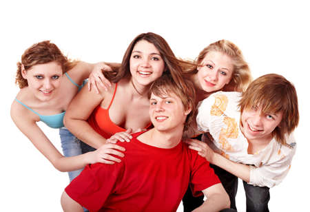 Group of happy young people. Isolated.の写真素材