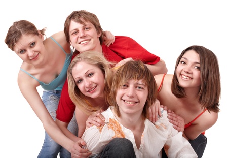 Group of happy young people. Isolated.の写真素材