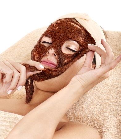 Young womanl with algae facial mask.の写真素材