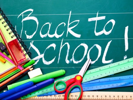 Back to school supplies. Isolated.の写真素材