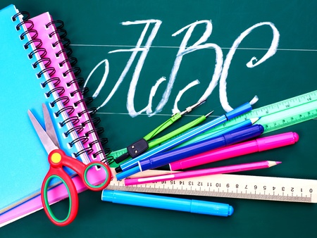 Back to school supplies. Isolated.の写真素材