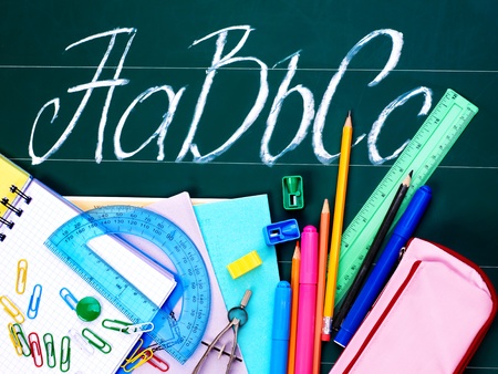 Back to school supplies. Isolated.の写真素材