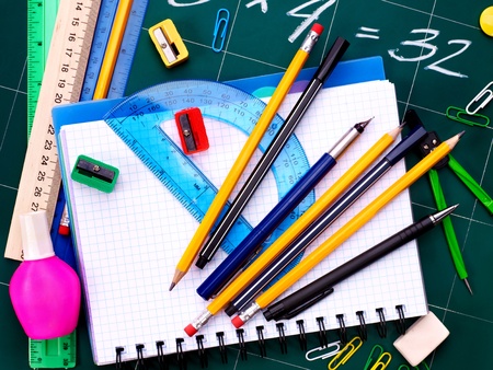 Back to school supplies. Isolated.の写真素材