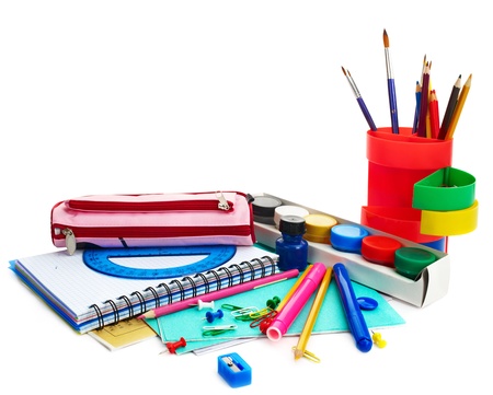 Back to school supplies. Isolated.の写真素材