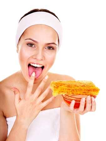 Natural homemade organic  facial masks of honey. Isolated.の写真素材