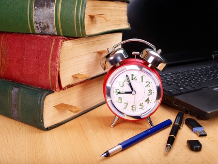 Books and laptop. School supplies.. Back to school.の写真素材