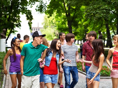 Multi-ethnic group of people outdoors.の写真素材