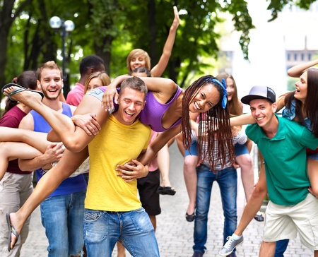  Multi-ethnic group of people outdoors.の写真素材