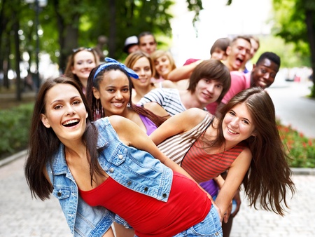  Multi-ethnic group of people outdoors.の写真素材