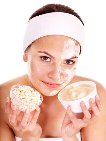 Natural homemade organic  facial masks of honey. Isolated.の写真素材