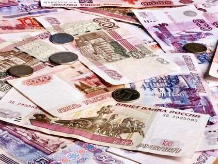Roll of money (Russian rouble). Isolated.の写真素材