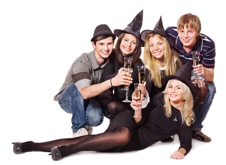 Group young people on party. Isolated.の写真素材