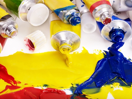 Close up of group art  utensils.の写真素材
