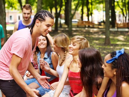 Multi-ethnic group of people outdoors.の写真素材