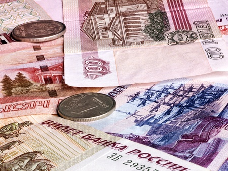 Background of money (Russian rouble). Close up.の写真素材