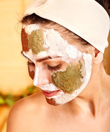 Natural homemade clay  facial masks at home . の写真素材