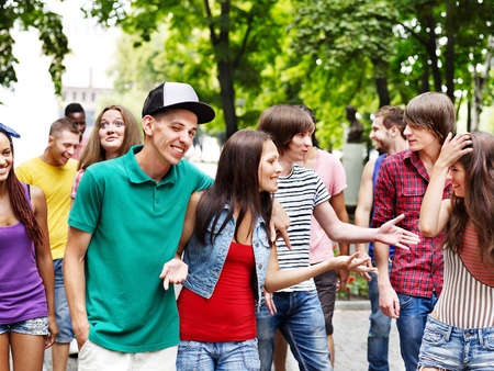  Multi-ethnic group of people outdoors.の写真素材