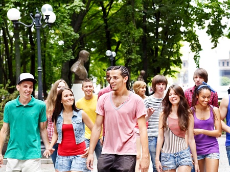  Multi-ethnic group of people outdoors.の写真素材