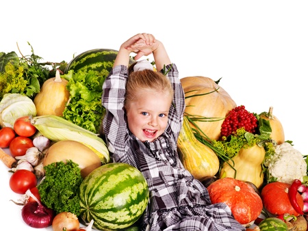 Little girl with vegetable . Healthy eating.の写真素材