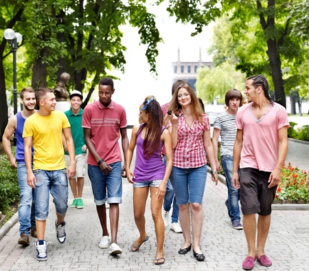  Multi-ethnic group of people outdoors.の写真素材