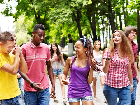  Multi-ethnic group of people outdoors.の写真素材