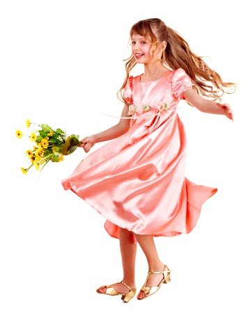 Beautiful girl with spring flower. Isolated.の写真素材