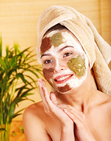 Natural homemade clay  facial masks at home .の写真素材