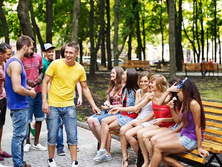 Multi-ethnic group of people outdoors.の写真素材