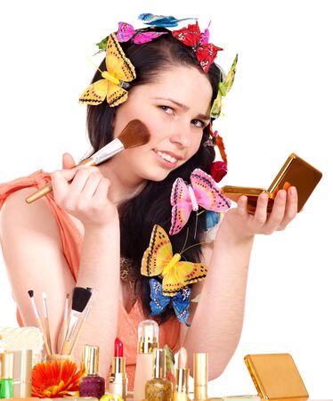 Girl in spring makeup and hairstyle .の写真素材