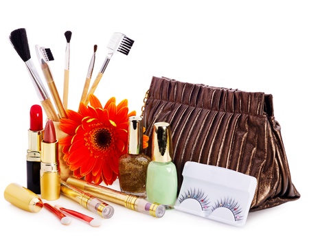 Decorative cosmetics and flower. Isolated.の写真素材