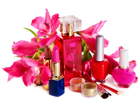 Decorative cosmetics and perfume. Isolated.の写真素材