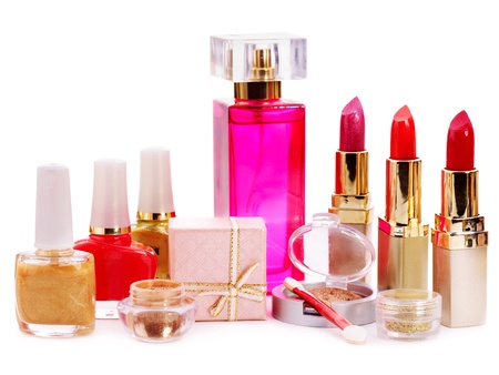 Decorative cosmetics and perfume. Isolated.の写真素材