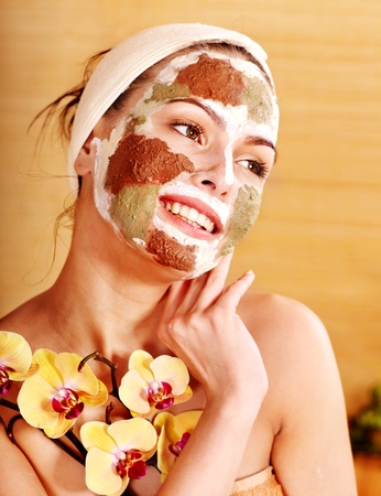 Natural homemade clay  facial masks at home .の写真素材