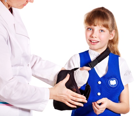 Little girl with broken arm.の写真素材
