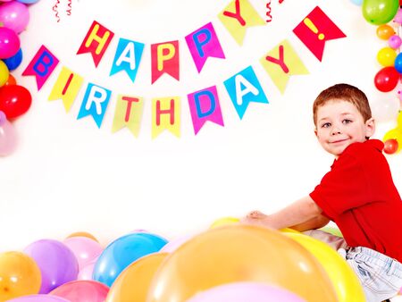 Child birthday party with happy boy.の写真素材