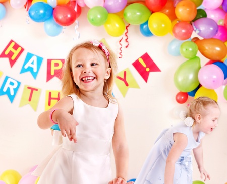 Child birthday party with happy girl.の写真素材
