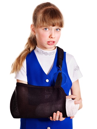 Child with broken arm. Isolated.の写真素材