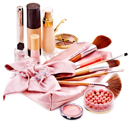 Decorative cosmetics and flower. Isolated.の写真素材