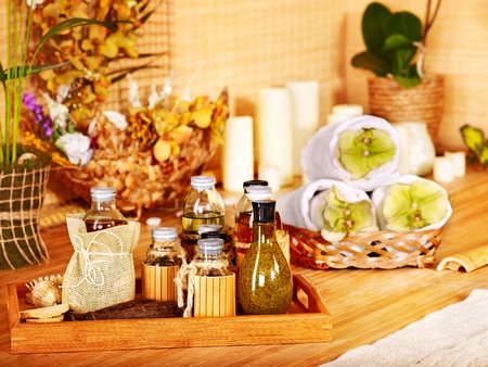Luxury spa still life with flower and candle.の写真素材