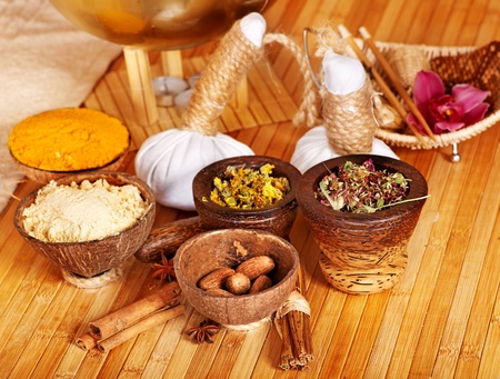 Spa still life  with Thai herbal ball.の写真素材