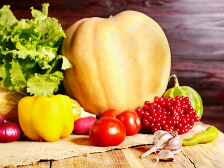 Fresh vegetable on wooden boards.の写真素材