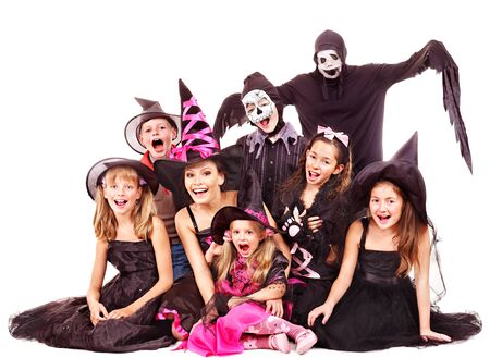 Halloween party with group children. Isolated.の写真素材