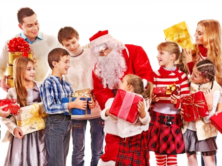 Group of children with Santa Claus.  Isolated.の写真素材
