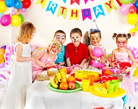 Group of children happy birthday party .の写真素材