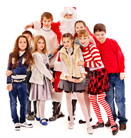 Group of children with Santa Claus.  Isolated.の写真素材