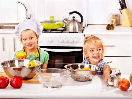 Yappy children  breakfast at kitchenの写真素材